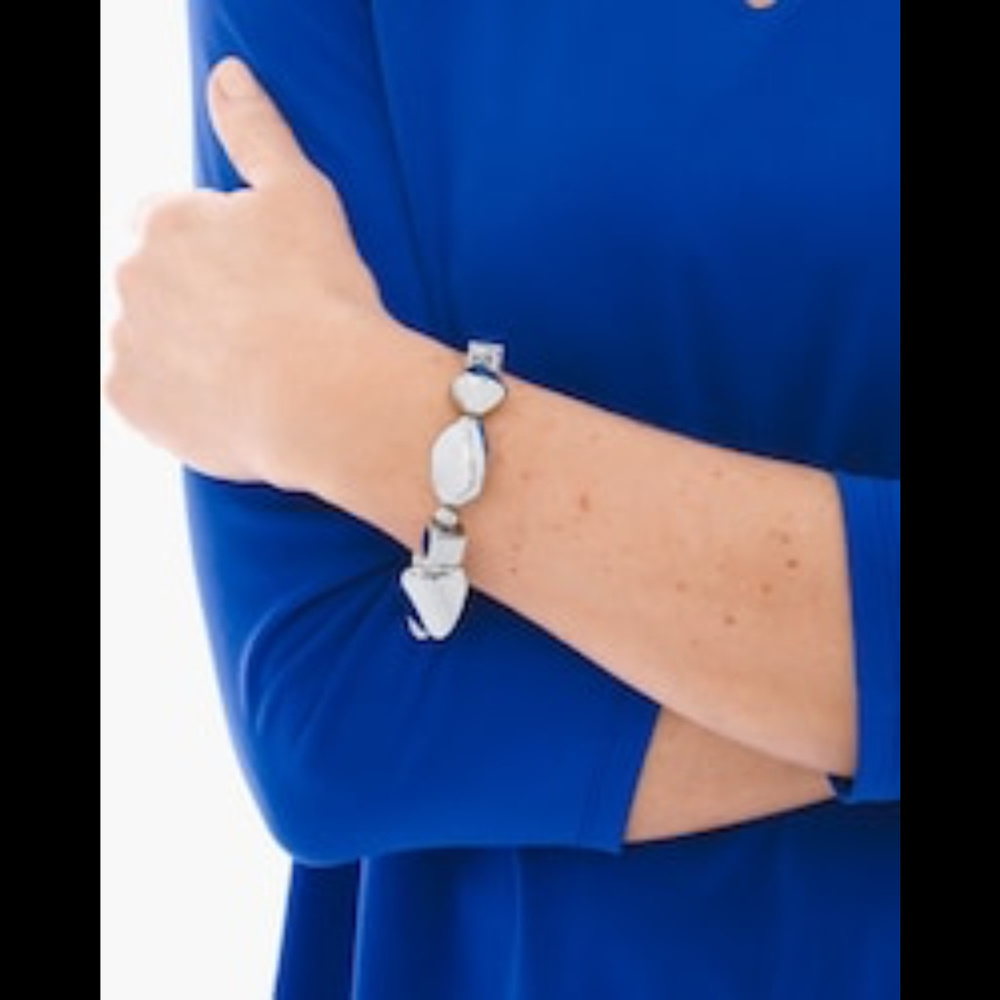 CHICO'S VIVIAN BEADED BRACELET SILVER  & GIFT BOX